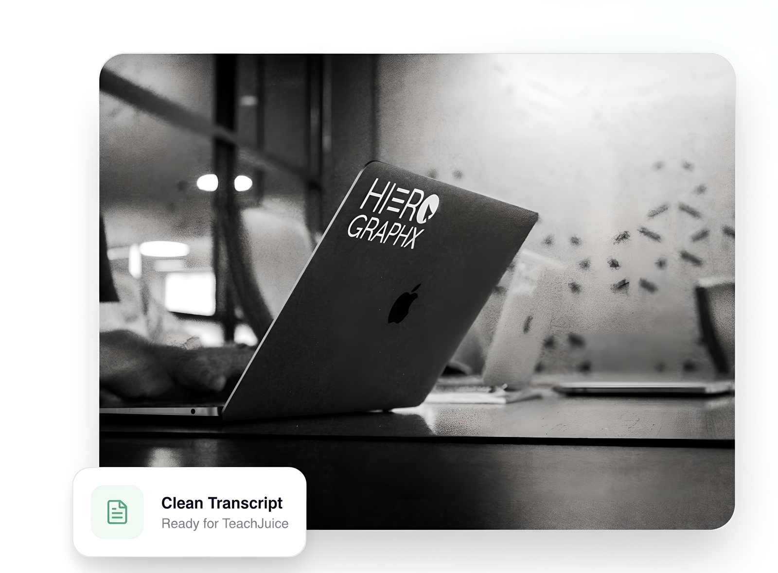 Laptop with clean transcript preview